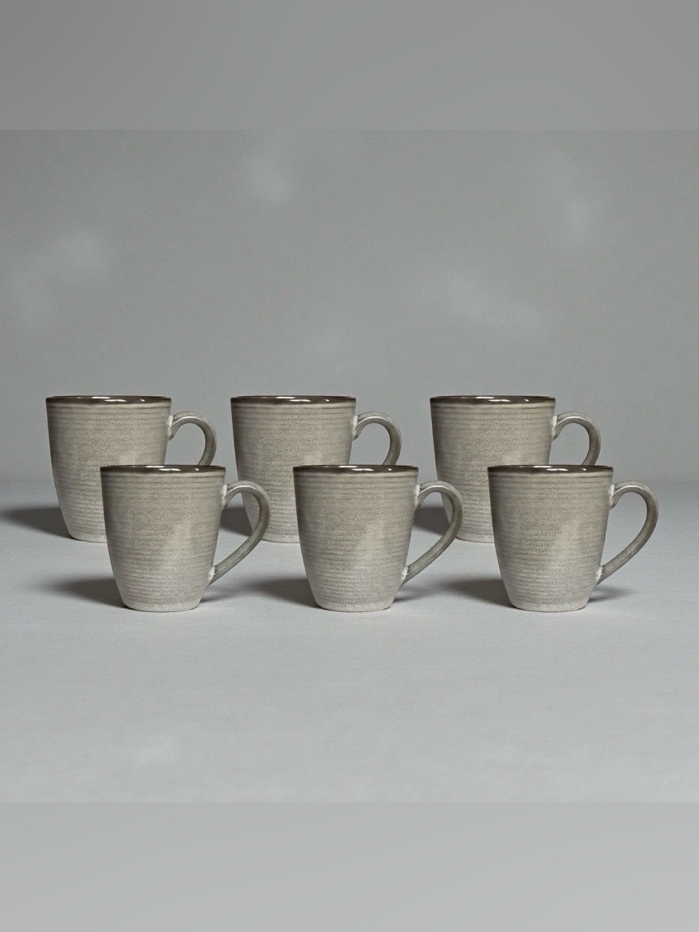Set of 6 Sango Roma Sage Coffee Mugs | 4814 Stoneware Green/Tan